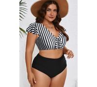 Bikini Badeanzug in Übergröße mit Streifen 2XL