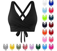 Bikini BH Damen Bademoden Bikinioberteil Große Brüste Damen Push up Bikini Top Swimsuit Bra Sport Trocknend Padded Sommer Strand Bikini Swim Oberteil Rückenfrei Badeanzug mit Polster (2-Black , XXL)