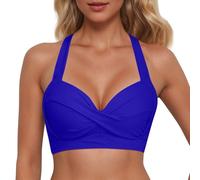 Bikini BH Damen,Polka Dots Neckholder Träger Bikini Oberteil V Ausschnitt Ruched Bademode Push Up Sportbh weicher Sport-Schwimmanzug High Waist Tank Sport Bikini Trendy Bademode Swimsuit für Strand