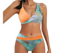 Bikini Damen Bauchweg Badeanzug Bademode Zweiteilig,Badeanzug mit Bein High Waist Push Up Bikinis für Frauen Bademode Schwimmanzug Formend Schwimmanzug Badebekleidung Bademode Triangel Breit