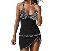 Bikini Damen GroßE Brüste Bauchweg Bademode,Badeanzug Tankini V-Ausschnitt überkreuztes Bademode Zweiteiliger Push Up Sexy Bikini-Sets Leicht Atmungsaktiv Bademode Triangel Breites Schwimman