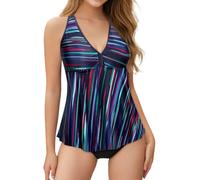 Bikini Damen Große Größen Tankinis Sonnendurchlässiger Knappe Long 75 Anzug Rotes Xs Schwimmmode Hochgeschlossene Schlangenoptik Petrol 100 40d Zweiteiliger Figurbetonte equemer Umrandung