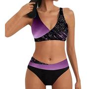 Bikini Damen Schwarz Zweiteiler Sexy Bikini-Sets,Badeanzug Sport Low Rise Triangel Hose Swimsuit Badeanzüge Outfits Strandurlaub Bikini-Sets Leicht Atmungsaktiv Triangel Geteilter Crossover