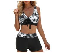 Bikini Damen Set 2 Teilig Triangel Bikini Oberteil Push Up Rückenfreies Bikinioberteile Badeshorts High Waist Bauchweg Bademode Badeanzug Damen 2 Set Sommer Swimsuit Beachwear