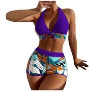 Bikini Damen Set Bauch Weg Bikini Damen Set Push Up Zweiteiler Bauchweg V-Ausschnitt Große Größe Bademode Hoher Taille Colour Blocking Mit Muschelkante Badebekleidung