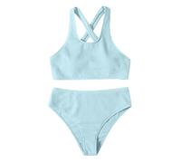 Bikini Damen Set Bauch Weg Neckholder Bikini High Waist Bikini Set Sommer Sexy Leoparden Bikini Zweiteiliger Badeanzug Bademode Swimsuit