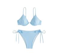 Bikini Damen Set Bügel Sexy Bikini Biquini Padded Push Up Bandage Badeanzug Damen Bademode(Blue,M)