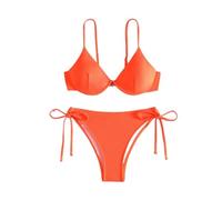 Bikini Damen Set Bügel Sexy Bikini Biquini Padded Push Up Bandage Badeanzug Damen Bademode(Orange,M)