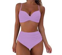 Bikini Damen Set Cross Badeanzüge V Ausschnitt Push Up Zweiteiliger Badeanzug Sexy High Waist Ruched Bauchweg Sommer Tankini Zweiteiliger Beachwear Anzug Mit Bauchkontrolle Swimsuit