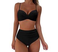 Bikini Damen Set Cross Badeanzüge V Ausschnitt Push Up Zweiteiliger Badeanzug Sexy High Waist Ruched Bauchweg Sommer Tankini Zweiteiliger Beachwear Anzug Mit Bauchkontrolle Swimsuit