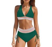 Bikini Damen Set High Waist Badeanzug Bauchweg Push Up Sexy Bademode Farbblock Badeanzüge Bikinioberteil Und Bikini Hose Zweiteiliger Sommer Bikinis Badebekleidung Swimsuit