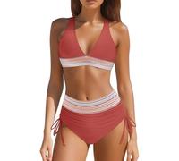 Bikini Damen Set High Waist Badeanzug Bauchweg Push Up Sexy Bademode Farbblock Badeanzüge Bikinioberteil Und Bikini Hose Zweiteiliger Sommer Bikinis Badebekleidung Swimsuit