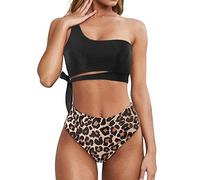 Bikini Damen Set High Waist ,One-Shoulder Bikini Damen Push Up,Zweiteilig Badeanzug Damen Sexy Cut Out Bandage Bikinioberteile Hohe Taille Bikinihose Bademode Badeanzüge Bikini-Sets für Frauen