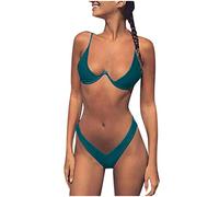 Bikini Damen Set Push Up Bauchweg,Hohe Taille Bauchkontrolle Crossover V-Ausschnitt Oberteil Bauchkontrolle Bikini Zweiteilige Bikini-Sets Leicht Unterbrustband Essential Strandmode