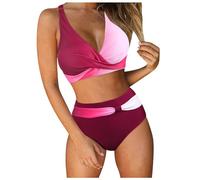 Bikini Damen Set Push Up, Low Waist V-Ausschnitt überkreuztes Blumenmuster Badeanzug Sexy Bikinis Bademode Zweiteiliger Badeanzug Bauchweg Swimsuit Sport Bikini Sets, S-XXL