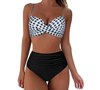 Bikini Damen Set Push Up Wickeln - Bikini Damen High Waist Zweiteilig Badeanzug Sexy Brazilian Style Drucken Spaghetti-Träger Bademode Strandmode Sportbikini Badeanzüge Bikini-Sets für Damen