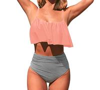 Bikini Damen Set Sexy Badeanzug Bademode Hohe Taille Farbblock Zweiteiliger Kordelzug Badeanzüge Bikinis Für Frauen Bikini Bauchweg Damen Sommergeschenk