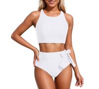 Bikini Damen Set Sexy Badeanzug Bademode Hohe Taille Farbblock Zweiteiliger Kordelzug Badeanzüge Bikinis Für Frauen Sportbadeanzüge Für Damen Smlxlxl3xl4xl5xl