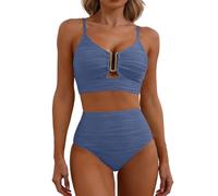 Bikini Damen Set Sexy Badeanzug Bademode Hohe Taille Farbblock Zweiteiliger Kordelzug Badeanzüge Bikinis Für Frauen Damen Set Hose Und Oberteil Sommergeschenk