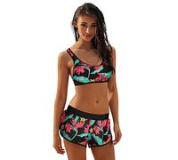 Bikini Damen Set Sexy, Bikini mit Shorts Damen Zweiteilig Badeanzug Sport Racerback Bikinioberteile und Badeshorts Schöner Bademode Tankini Badeanzüge Bikini-Sets Swimsuit Teenager Mädchen