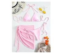 AMENGJ Bikini Damen Set Sexy Bikinis Set Damen Neckholder Push Up Badeanzug(Pink,S)