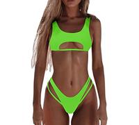 Bikini Damen Set Sexy Brazilian Style Tanga Bikini High Cut Out Bikini-Oberteil Low Waist Bikinihose Zweiteiliger Badeanzug Einfarbig Triangel Bademode Sommer Strand Badeanzüge Schwimmanzug Swimsuit