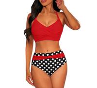Bikini Damen Set Sport Zweiteiler High Waist Bikinis Badeanzug Bauchkontrolle V Ausschnitt Strandbikini Strandmode Swimmsuit Badeanzüge Oberteil Mit Badeshorts Beach Zweiteiliger Tankini Set