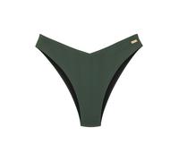 Bikini-Hose COPENHAGEN STUDIOS "Nela", Damen, Gr. 34, N-Gr, grün (dunkelgrün), Rippware, Recycling-Polyamid, unifarben, strukturiert, Badehosen, in V-förmiger Schnittform (88715037-34) dunkelgrün