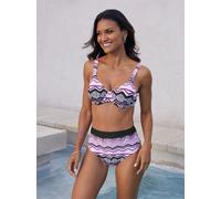 Bikini-Hose FEEL GOOD, Damen, Gr. 44, Normalgrößen, lila (violett, schwarz, bedruckt), Elasthan, Polyamid, Badehosen Bikini-Hose (95685441-44) violett, schwarz, bedruckt