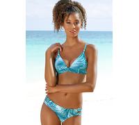 Bikini-Hose LASCANA ACTIVE "Coal", Damen, Gr. 34, N-Gr, blau (petrol, bedruckt), Recycling-Polyamid, bedruckt, gestreift, Badehosen Bikini-Hose, mit seilichen Bändern (76298949-34) petrol, bedruckt