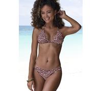 Bikini-Hose LASCANA "Holly", Damen, Gr. 34, N-Gr, rot (bordeaux bedruckt), Recycling-Polyamid, bedruckt, Badehosen Bikini-Hose, mit goldfarbenen Zierringen (11259726-34) bordeaux bedruckt