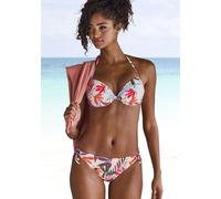 Bikini-Hose LASCANA "Imani", Damen, Gr. 40, N-Gr, beige (creme bedruckt), Recycling-Polyamid, bedruckt, Badehosen Bikini-Hose, mit sommerlichem Blätterprint (36656215-40) creme bedruckt
