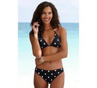 Bikini-Hose LASCANA "Jada", Damen, Gr. 34, N-Gr, schwarz-weiß (schwarz, weiß), Polyamid, gepunktet, Badehosen Bikini-Hose, in knapper Brasilien-Form mit Muschelkante (47209741-34) schwarz, weiß