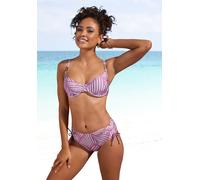 Bikini-Hose LASCANA "Liv", Damen, Gr. 34, N-Gr, lila (flieder, creme), Polyamid, bedruckt, glänzend, Badehosen Bikini-Hose, aus modischer Glanzware (68742915-34) flieder, creme