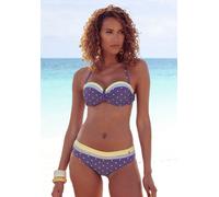 Bikini-Hose LASCANA "Monri", Damen, Gr. 42, N-Gr, lila (oliv, gelb bedruckt), Recycling-Polyamid, bedruckt, gepunktet, Badehosen Bikini-Hose, mit kontrastfarbenem Detail, Topseller (89021110-42)