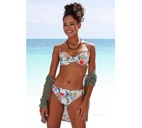 Bikini-Hose LASCANA "Salsa", Damen, Gr. 42, N-Gr, beige (creme bedruckt), Microfaser, Recycling-Polyamid, geblümt, Badehosen Bikini-Hose, mit tollem Blumenprint (19640003-42) creme bedruckt