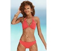 Bikini-Hose LASCANA "Scallop", Damen, Gr. 42, N-Gr, rot, Microfaser, Polyamid, unifarben, Badehosen Bikini-Hose, mit Umschlagbund (39109734-42) rot