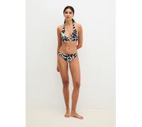 Bikini-Hose MARC O'POLO "Abstract Floral AOP", Damen, Gr. L, N-Gr, schwarz-weiß (schwarz, weiß cotton print), Obermaterial: 84% Polyamid, 16% Elasthan, Badehosen Bikini-Hose (41200214-L) schwarz, weiß