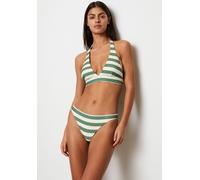 Bikini-Hose MARC O'POLO "Classic Stripes", Damen, Gr. XL, N-Gr, grün (grün, weiß), Elasthan, Polyamid, längsgestreift, Badehosen Bikini-Hose, mit kleinem Logoschirftzug (73827252-XL)