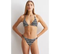 Bikini-Hose MARC O'POLO "Summer Blacks", Damen, Gr. S, N-Gr, schwarz-weiß (schwarz, weiß cotton print), Elasthan, Polyamid, gestreift, Badehosen Bikini-Hose, mit seitlichen Ringakzenten (93204018-S) s