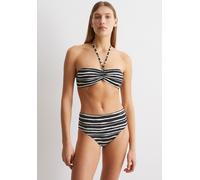 Bikini-Hose MARC O'POLO "Summer Blacks", Damen, Gr. S, N-Gr, schwarz-weiß (schwarz, weiß cotton print), Obermaterial: 70% Polyamid, 30% Elasthan, Badehosen Bikini-Hose, mit hohem Bunddesign (14252141-