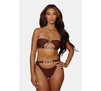 Bikini-Hose MODA MINX "Amour Triple Crystal High Waist", Damen, Gr. M, US-Größen, braun, 82% Polyamid, 18% Elasthan, unifarben, Badehosen Bikini-Hose, mit modischem, hochgeschnittenem Bund (23699425-M