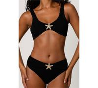 Bikini-Hose MODA MINX "Starfish Scrunch High Waist Bikini Bottom", Damen, Gr. S, EURO-Größen, schwarz, 97% Polyamid, 3% Elasthan, unifarben, Badehosen Bikini-Hose, mit tollem Seestern-Element (2118530