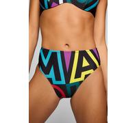 Bikini-Hose PUMA "PUMA SWIM WOMEN PRINTED HIGH WAIST BRIEFS", Damen, Gr. M, N-Gr, multi colour, Obermaterial: 82% Polyester, 18% Elasthan, Badehosen Bikini-Hose, vorn mit buntem Wording (76048548-M) m