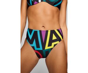 Bikini-Hose PUMA "PUMA SWIM WOMEN PRINTED HIGH WAIST BRIEFS", Damen, Gr. M, N-Gr, multi colour, Obermaterial: 82% Polyester, 18% Elasthan, Badehosen Bikini-Hose, vorn mit buntem Wording (76048548-M) m