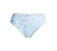 Bikini-Hose ROXY "Flowers Wave Mid Waist Mod", Damen, Gr. S, US-Größen, blau (sky blau surfenirs), Obermaterial: 85% Nylon, 15% Elasthan;, Badehosen Bikini-Hose (10451553-S) sky blau surfenirs