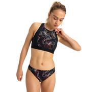 Bikini-Hose ROXY "Roxy Active", Damen, Gr. M, US-Größen, grau (anthrazit athletic hibiscus), Obermaterial: 75% Nylon, 25% Elasthan., Badehosen Bikini-Hose (53416132-M) anthrazit athletic hibiscus