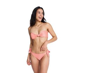 Bikini-Hose ROXY "Wavy Baby Tie-Side Tanga", Damen, Gr. XL, US-Größen, rosa (rot orange), Obermaterial: 77% Polyester, 13% Nylon, 10% Elasthan., Badehosen Bikini-Hose (21383637-XL) rot orange