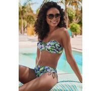 Gemusterte Bikinihose mit Zierperlen 38 blau|mehrfarbig 6011515.9283.38