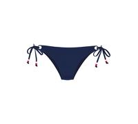 Bikini-Hose S.OLIVER "Beverly", Damen, Gr. 42, N-Gr, blau (marine), Recycling-Polyamid, unifarben, Badehosen Bikini-Hose, mit kontrastfarbigen Zierringen (53239522-42) marine
